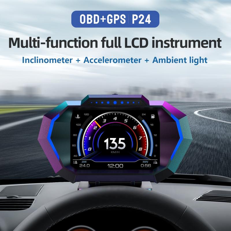 Car Hud Head Up Display Gps - OBD2 + GPS HUD P24 Affichage