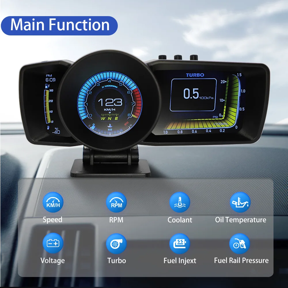 Hud Obd2 Multi Function Alarm - Carte Prada multifonction pour voiture, compteur