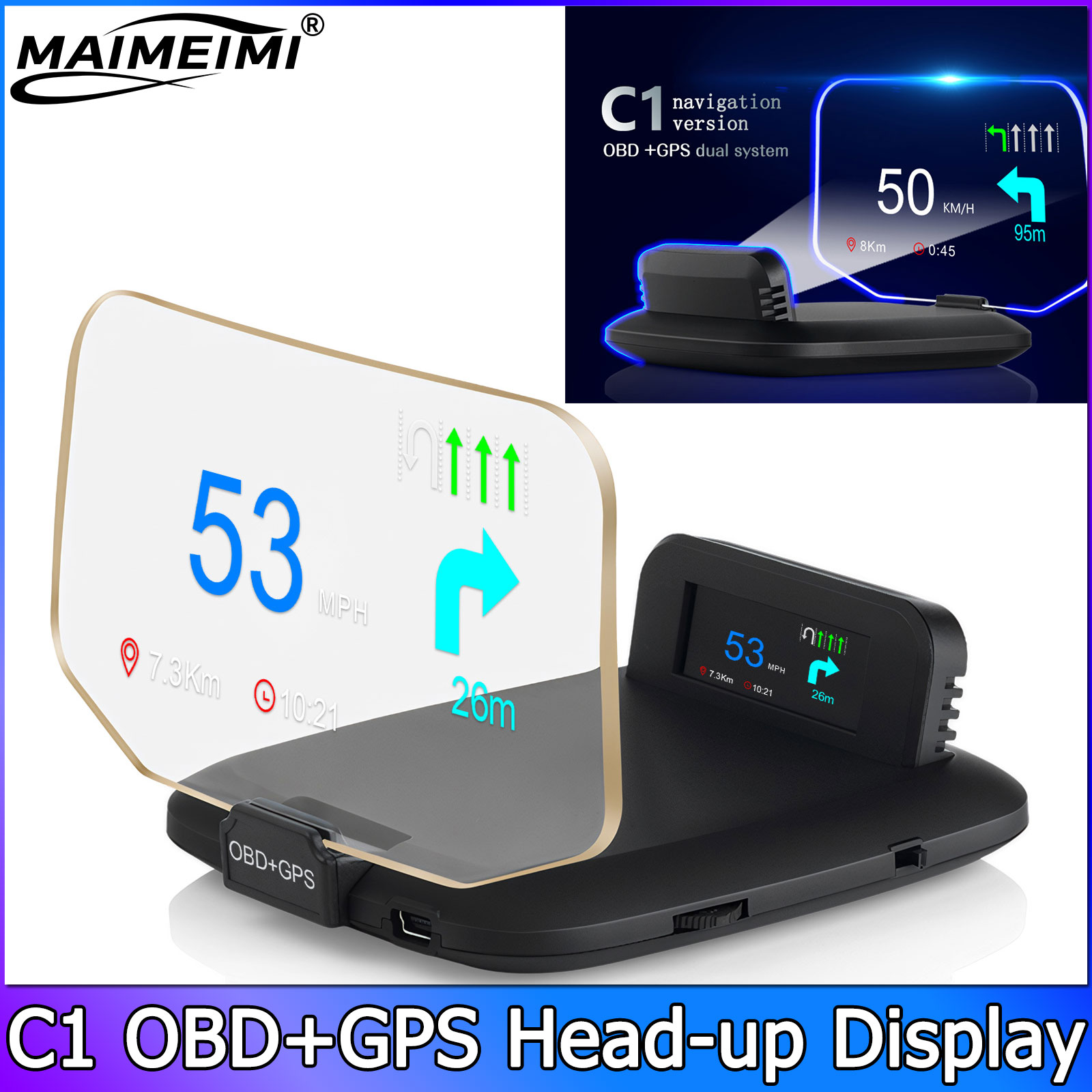 QC Navigation Projection C1 vo - Obd2 Hud Speedometer Projector avis et prix